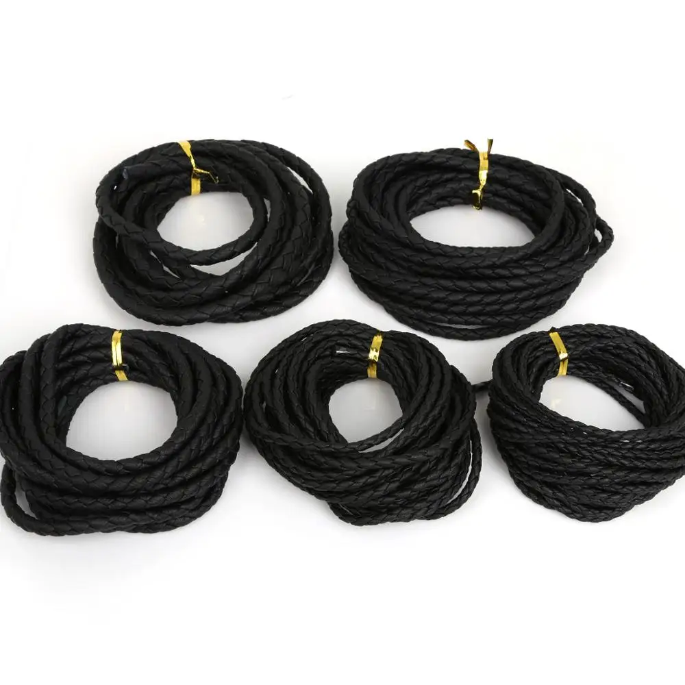 

2-5M width 3/4/5/6/7mm Round Braided PU Leather Cord Rope String Faux Leather Cord for Jewelry Necklace Bracelet Making DIY
