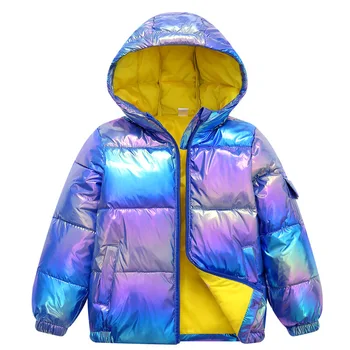 

New Shiny Childrens Outerwear Hooded Thicken cotton Coat Down Waterproof snowsuit Kids Jakcet For Boy Infant Girls Coat 2-14Yrs