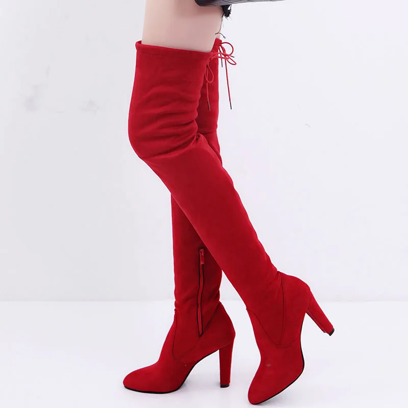 Taoffen/женские классические зимние сапоги выше колена, с перекрестными ремешками, на молнии, на высоком каблуке, теплая обувь, женские высокие сапоги, обувь, размер 34-43