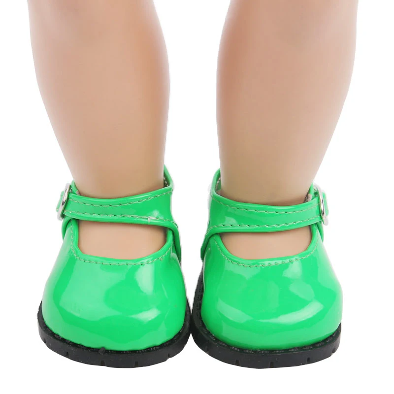 18 дюймовая кукольная обувь для девочек, кожаная обувь с круглым носком и пряжкой, американская обувь для новорожденных, детские игрушки, размер 43 см, детские куклы s57