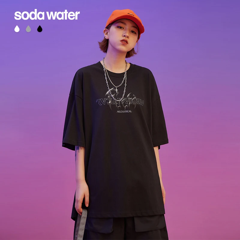 Женская футболка с круглым вырезом SODAWATER хлопковая Футболка принтом для пар