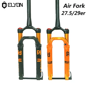 

ELYON MTB Fork Pressure Lock Shock Absorber Air Fork Magnesium Alloy Fork 27.5er 29er Barrel Axle140mm Travelling Black Orange