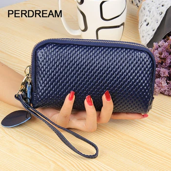

2020 new melon seed pattern double zipper leather clutch bag European and American fashion trend coin purse mobile phone bag