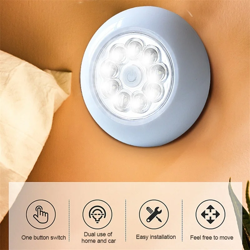 1 Pcs Car Reading Light Car Household Dual-use Ceiling Lamp Round Shape Car Trunk Light