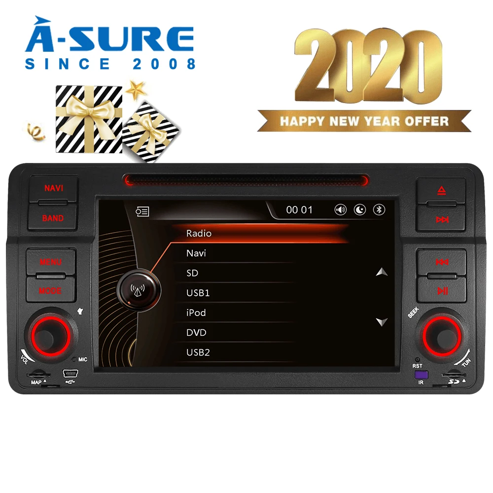 

A-Sure Car Multimedia Player 1 Din 7 Inch AutoRadio GPS DVD Player Stereo Navigation For BMW E46 MG ZT Rover 75 RDS DAB+ BT