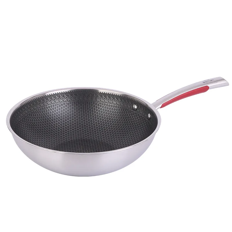 MG 304 three layer steel wok non stick wok gas induction