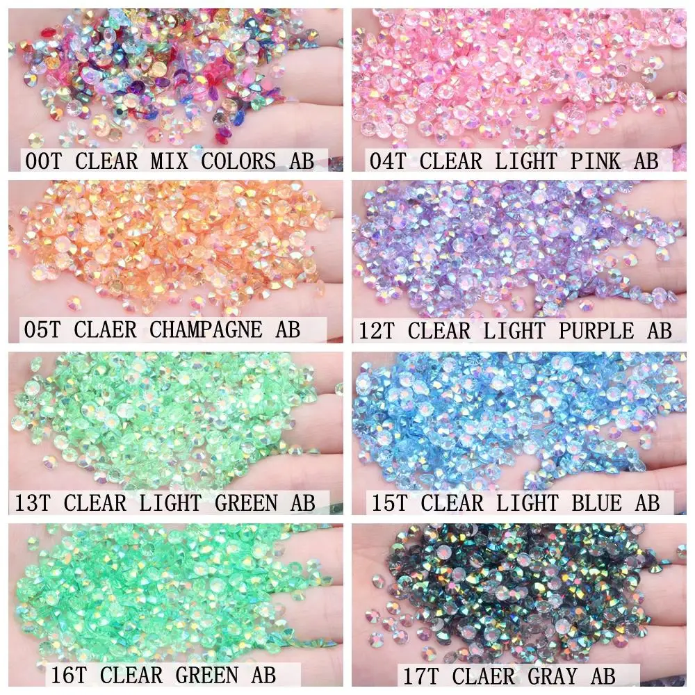 Mixed 1000pcs 2-6mm Light Purple AB Resin Nail Rhinestones 3D Non