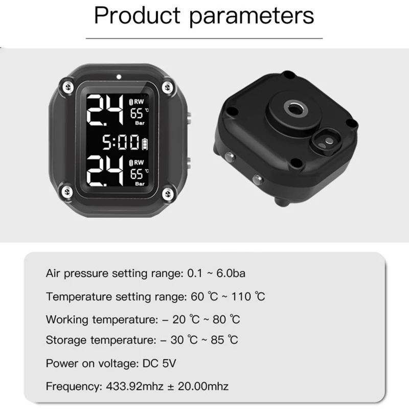 

Motorcycle High-precision Tire Pressure Monitor Wireless Monitoring System Alarm Y4UA