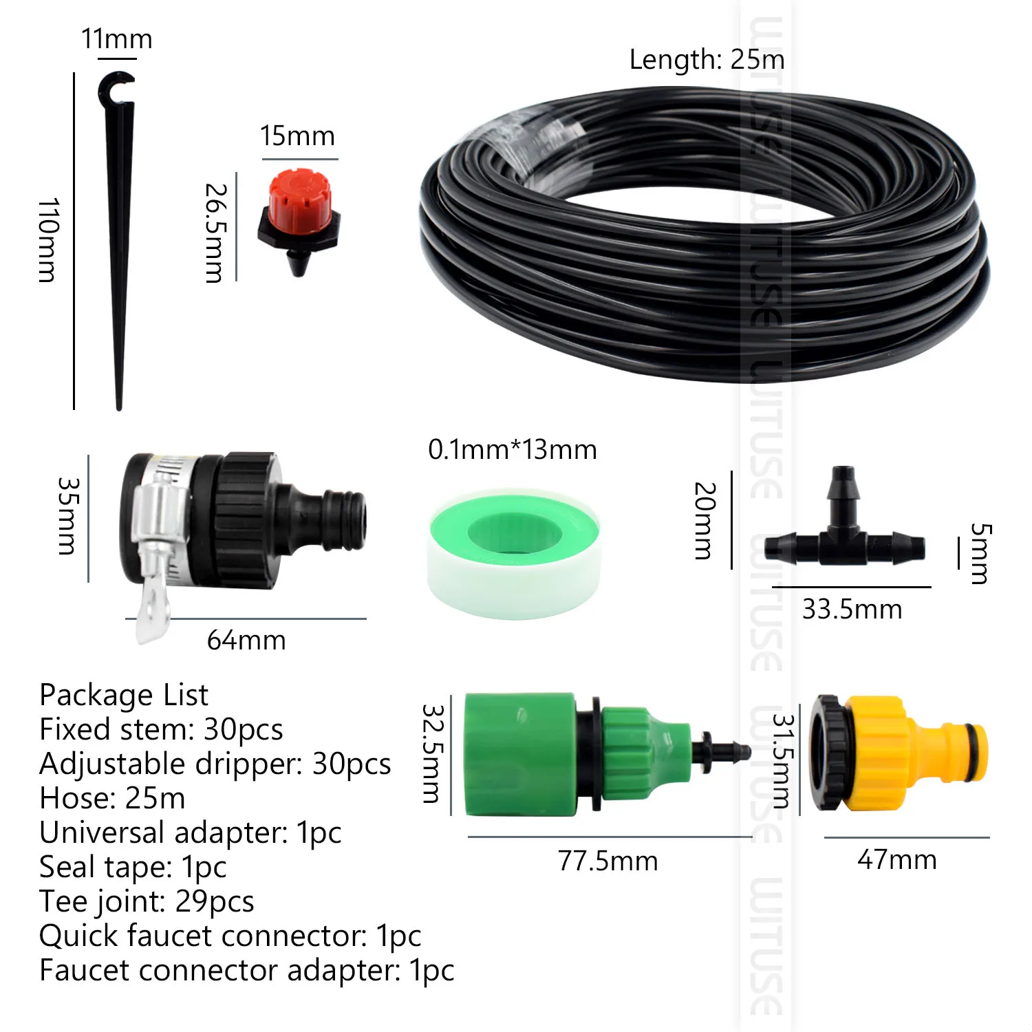 Hose 25m 82ft Бонсай, наборы для полива цветов в горшках, автоматическая система капельного орошения - Цвет: Hose 25m 82ft