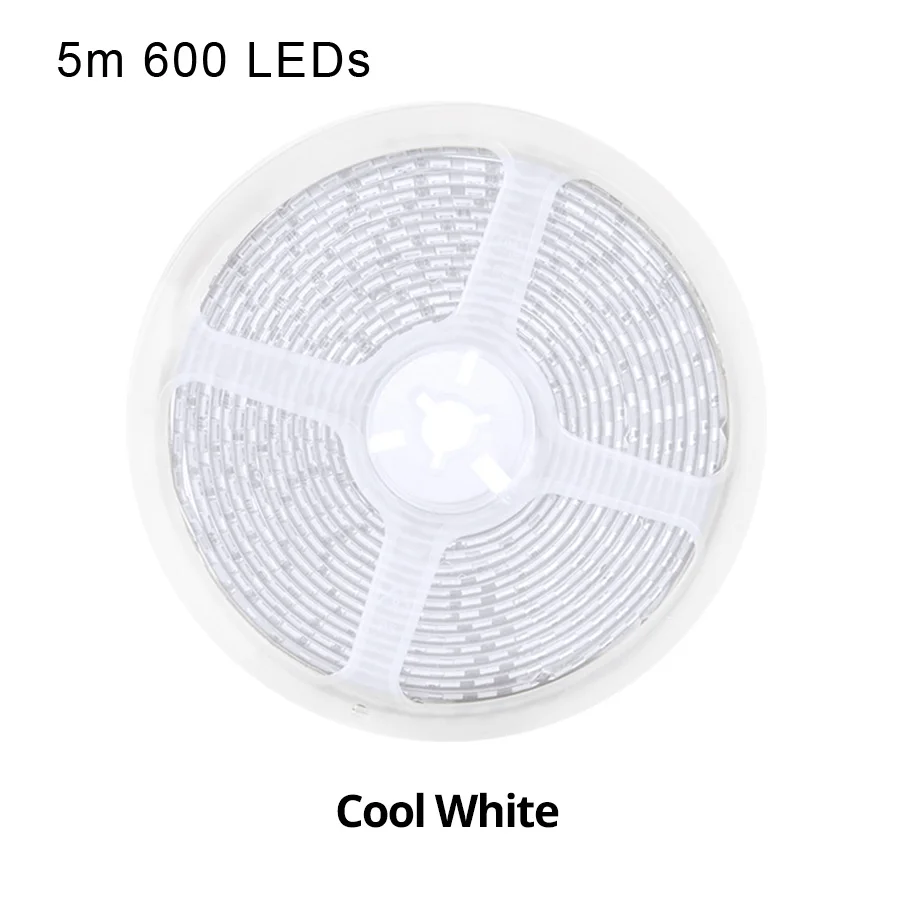 Светодиодная лента 5000 лм, 600 светодиодов, 5 м, 12 В, SMD5054, 120 светодиодов, 9 цветов, водонепроницаемая гибкая светодиодная лампа, подсветка для телевизора, белый/розовый/голубой - Испускаемый цвет: 600 LEDs White