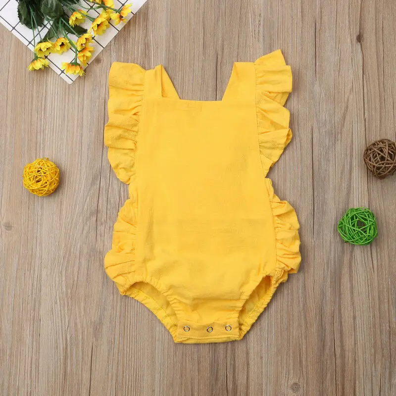 Summer Baby Girls Rompers Ruffles Princess Baby Clothing Newborn Baby Clothes Candy Color Sunsuit Infant Clothing Baby Outfit Bamboo fiber children's clothes Baby Rompers