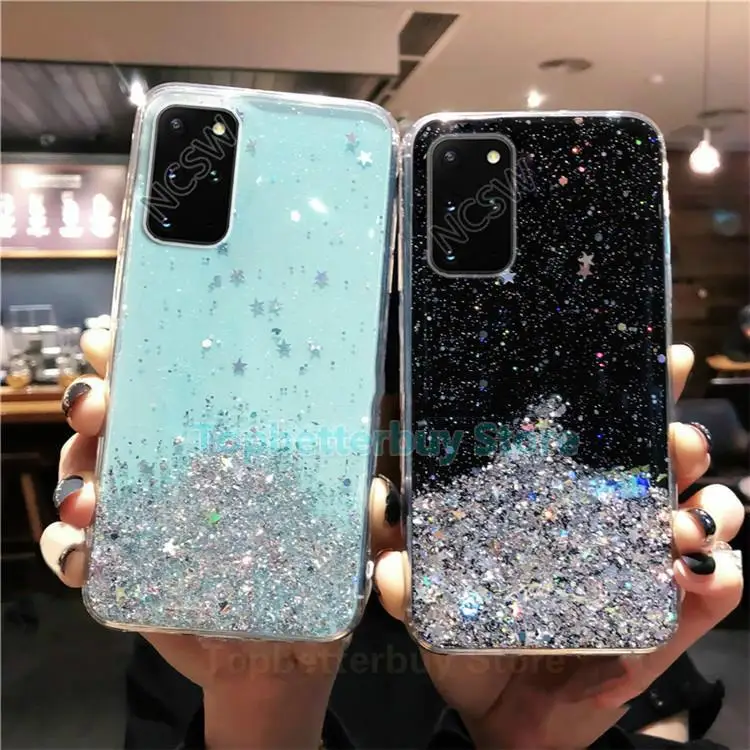 Чехол для Samsung M31 A12 A32 A52 A72 A51 A71 A50 A70 A30 A20 Galaxy S21 S20 Plus A11 A21 A31 A41 с блестками | Мобильные