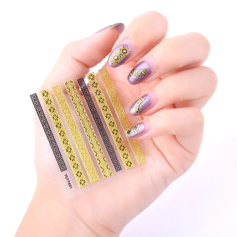 

Lace Nail Sticker Bronzing Gold Line Nail Sticker ripple Pattern Nail decals