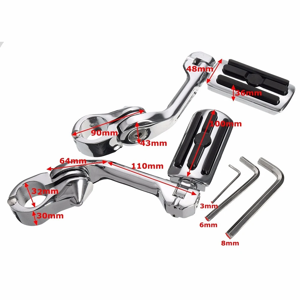 2Pcs 32mm Universal Aluminum Alloy Motorcycle Foot Peg Pedal Footrest for Harleys Foot Pegs Pedal Passenger Rearsets