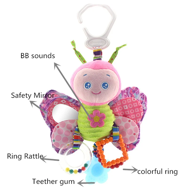 Детские игрушки 0-12 месяцев детская коляска для новорожденных подвесная игрушка милые животные кукольная кровать висячая плюшевая игрушка погремушка кровать колокольчик мягкие игрушки - Цвет: Butterfly