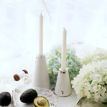 

Tobs vintage white wood candle holders home decorative dessert table wood craft pillar stick holder not include candles