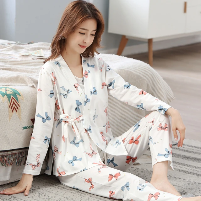 Pijama de lactancia materna para mujer, camisón de Hospital, ropa de dormir  para embarazo - AliExpress