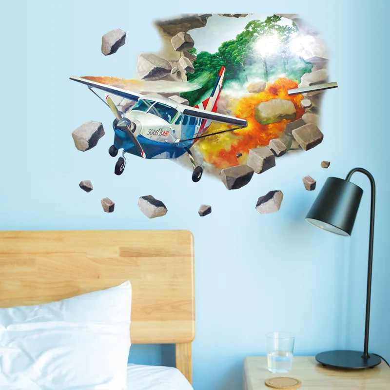 3D яркая Наклейка на стену самолет гостиная спальня наклейка на стену украшение дома наклейки на стену для детской комнаты