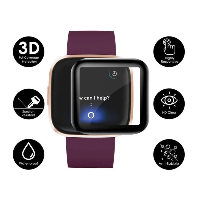 

3D Full Coverage Soft Clear Protective Film Smartwatch Guard For Fitbit Versa 2 versa2 Smart Watch Screen Protector (Not Glass)