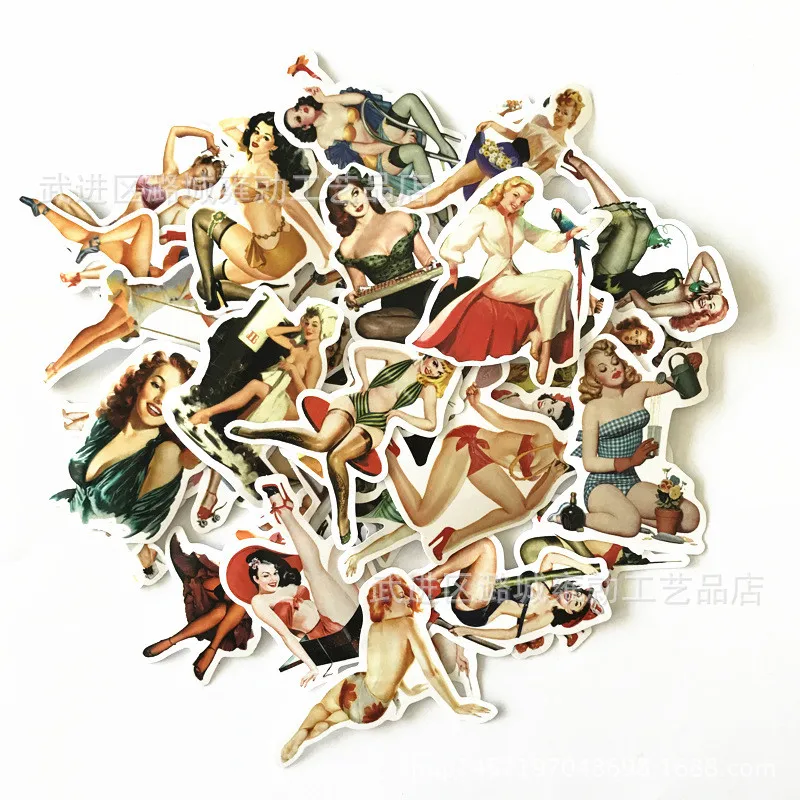 

50pcs Vintage Europe and America Retro Girl Sexy Lady Sticker Decoration Stationery DIY Ablum Diary Scrapbooking Label Stickers