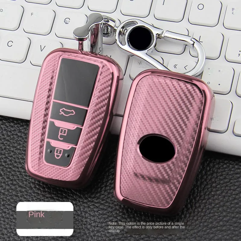 Supporto della cassa della copertura chiave a distanza dell'automobile di TPU della fibra del carbonio per Toyota CHR Prado Prius Camry Corolla RAV4 2021 2017 2018 2019 2020 Auto - H1d67ccddd436451a9a333660643d5e95C