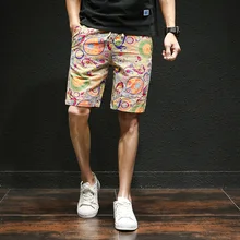 Повседневные шорты Nieuwe Patroon Mannen Trekkoord Gedrukt уличная одежда Heren шорты Zomer Mannen шорты Katoen Linnen Kleding