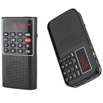 

2 Pcs Mini FM Pocket Radio Speaker Music Player Speaker Black, L-088AM & L-558AM