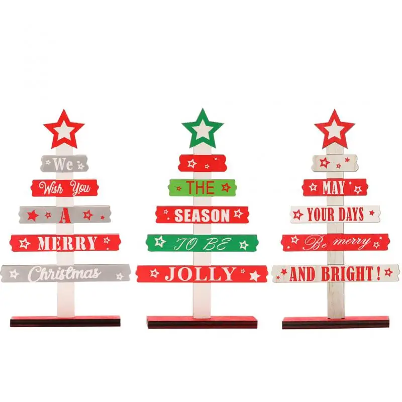 Christmas Decoration For Home Christmas Tree Ornaments Colorful Wooden Cutout Creative Table Decoration New Year Gift Party