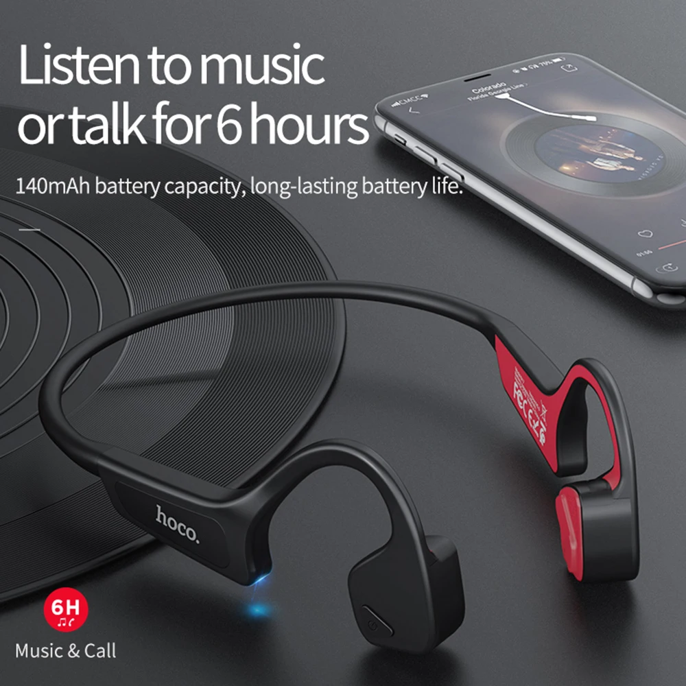 HOCO Bone Conduction Wireless Bluetooth Earphone Stereo Headset Sports Headphone Titanium Waterproof earphone Running Driving
