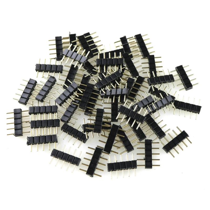 RGBW 5PIN 100pcs 4P цветная(RGB)/5 P коннектор RGBW Пряжка игла для RGB/RGBW 5050 3528 Светодиодные ленты светильник мужской штыревой разъем светодиодный аксессуар - Цвет: RGBW 5PIN