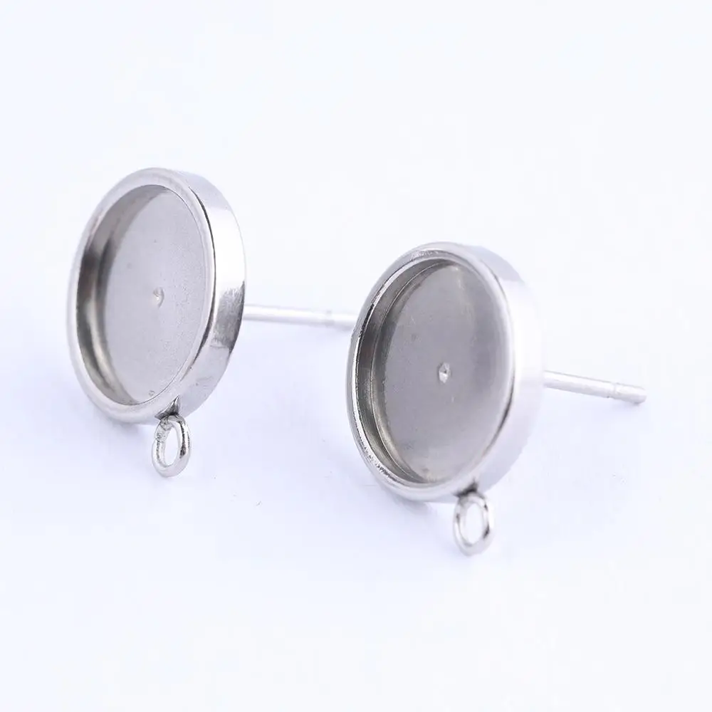 onwear 20pcs stainless steel post earring findings with loop diy earrings connector for jewelry making