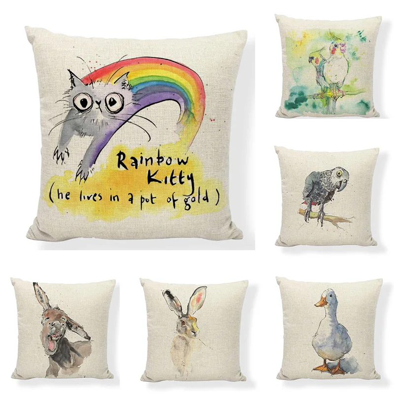 

Animal pillowcase 45 * 45cm cushion set rabbit pig wild duck monkey cat pillowcase garden bedroom bean bag sofa decoration set