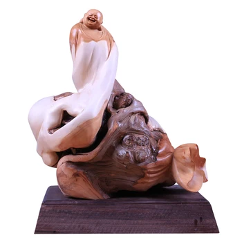 

Living room decoration root carving boutique natural with shape aging materials fragrant wood Guanyin Buddha statue