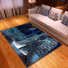 Halloween 3D Terror Skull/Mummy Pattern Carpets for Living Room Skull Printed Mat Flannel Memory Foam Halloween Party Area Rugs