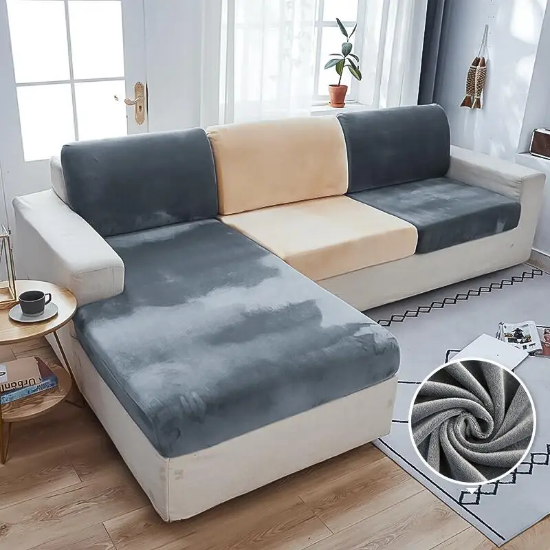 Sofa Cover Sofa Cushion Thick Velvet Sofa Cover Solid Color Sofa Cushion Cover Elastic Slipcover All-inclusive Couch Covers Dining Room MY448