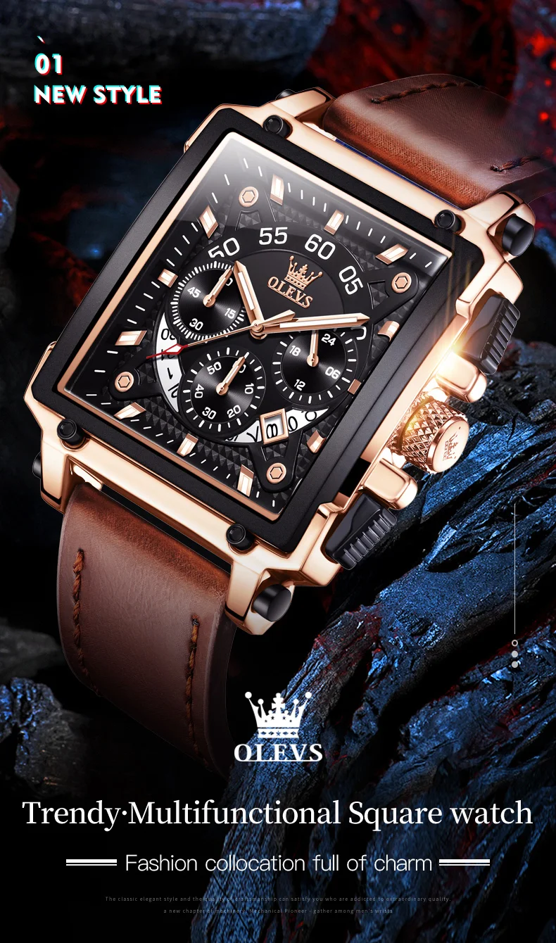 OLEVS Top Brand Mens Chronograph Quartz Watches Business Dress Luminous Waterproof Wristwatch Men Luxury Sports Watch for Men