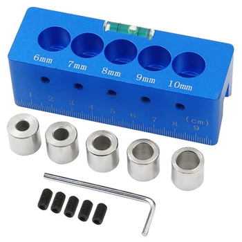 

Woodworking Straight Hole Locator with Bubble Round Dowel Drill Bit Punch Tools