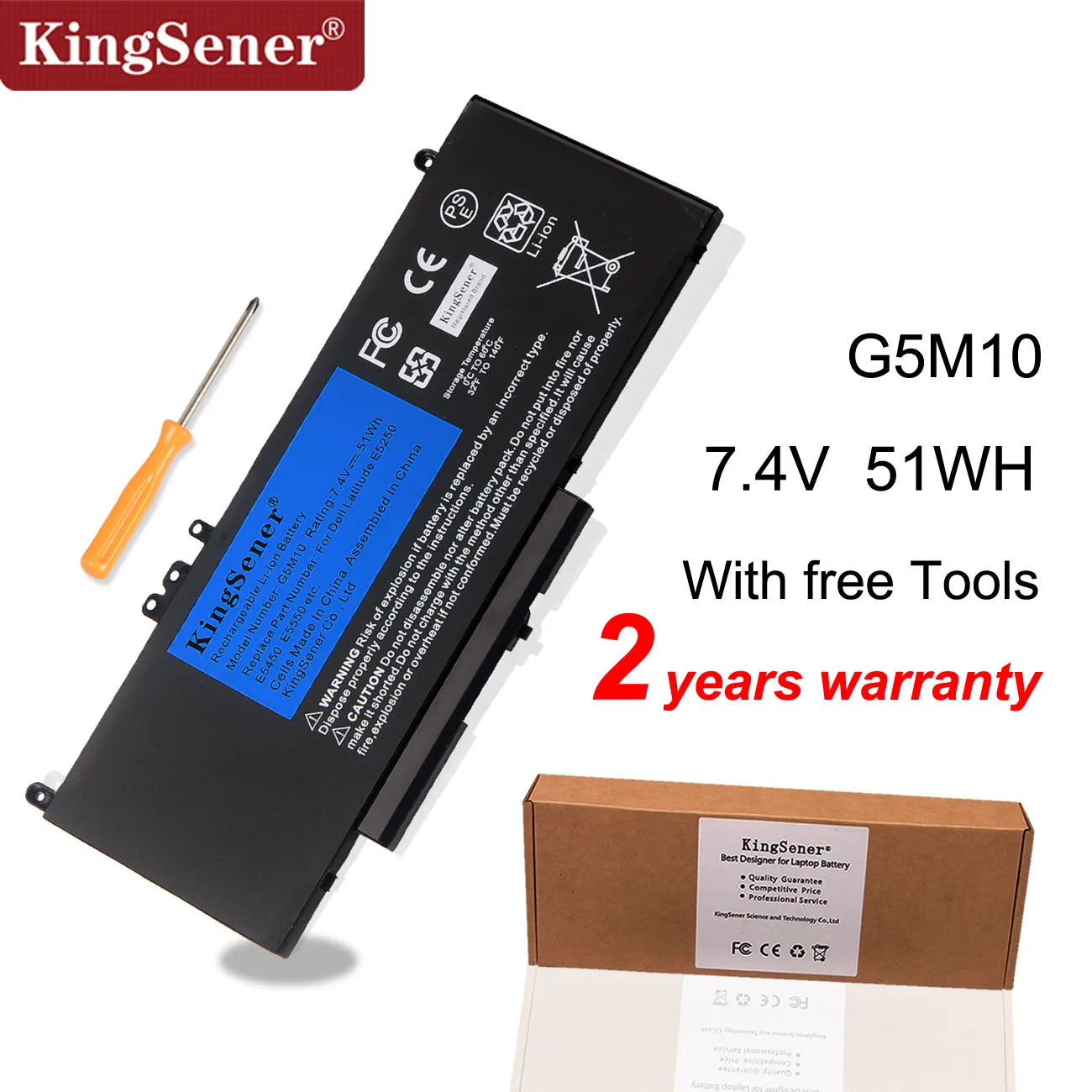 KingSener G5M10 Аккумулятор для ноутбука DELL Latitude E5250 E5450 E5550 8V5GX R9XM9 WYJC2 1KY05 7 4 V 51WH