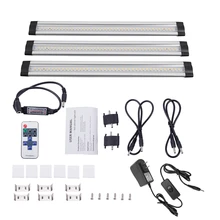 3шт/набор SMD3528 светодиодная подсветка под шкаф с пультом дистанционного управления светодиодный жесткий бар DC12V Светодиодный светильник с выходной трубкой для кухни
