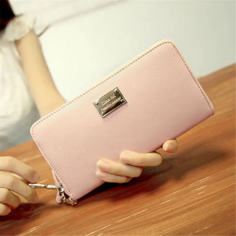

2020 New Fashion Women Zipper Faux Leather Long Purse Ladies Clutch Phone Bag Wallet Card Holder Business Bank ID Card Holder