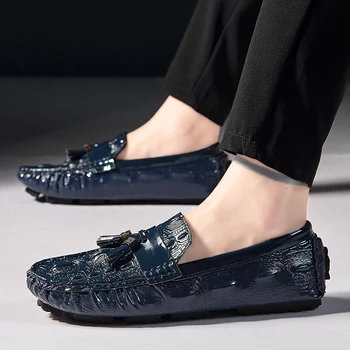 

Fashion Crocodile Pattern Autumn Men Loafers England Spring Causal Shoes Men Slip on Formal Soft Driving Shoes Male Flats