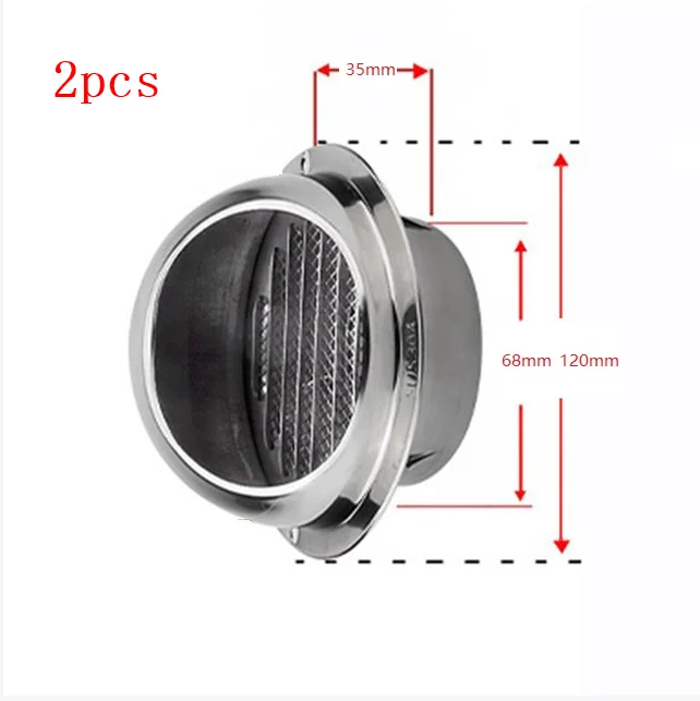 2pcs Ordinary 70mm Вентиляционная выпускная решетка для вентиляции из нержавеющей стали настенное потолочное вентиляционное отверстие решетка крышка воздуховода розетка Отопление охлаждение водонепроницаемая вентиляционная крышка - Цвет: 2pcs Ordinary 70mm