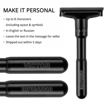 

QShave Black Adjustable Safety Razor Classic Stand Safety Razor Men Shaving 5 Gift Blades Make It Personal