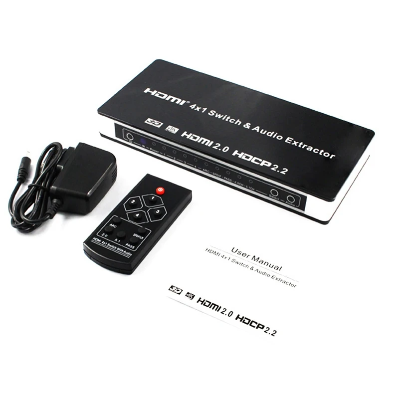 

4X1 Hdmi 2.0 Switcher & Audio Extractor for Xbox Dvd Tv 4 in 1 Hdmi Switcher 4K 60Hz 3D Arc Stereo Audio Spdif Rca Hdcp2.2