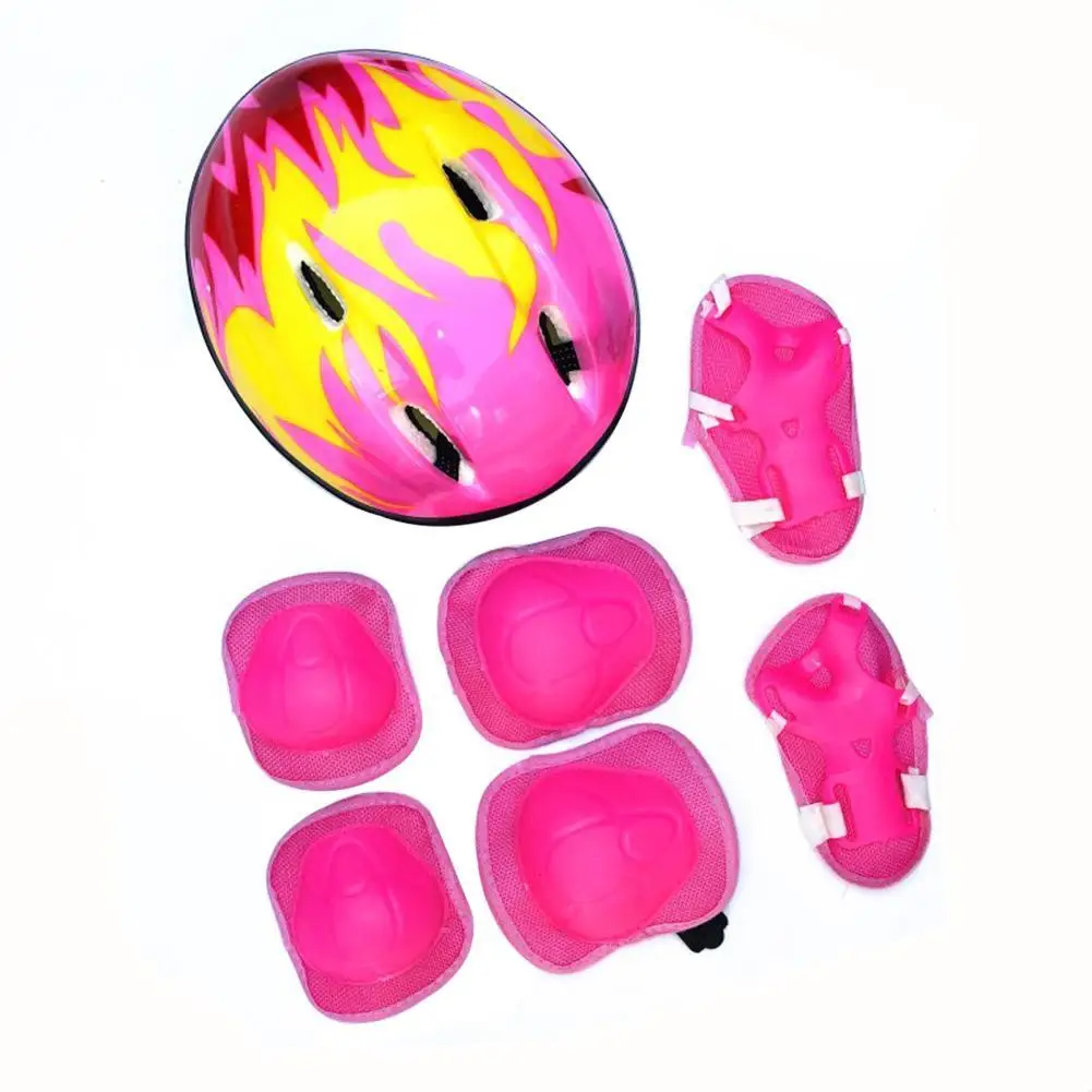Children Bike Cycling Skating Helmet Knee Elbow Wrist Protective Guard Pad for Sport Entertainment Cycling Bike Accessories Knee Pad Elbow Brace Elbow Strap Elbow Pads Protective Gear Set 7Pcs