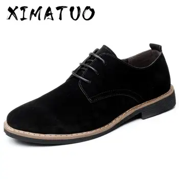 

38-50 Suede Men Leather Loafers Casual Mens Sneakers Classic Brogue Formal Oxfords Men Flats Plus Size 48 49