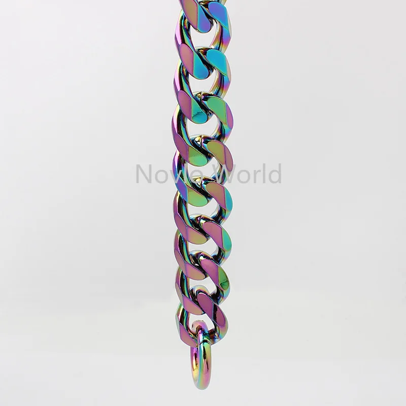 Rainbow 30-120cm 4 clasps 22mm Large Curb Light Thick Chain Durable Metal Snap Carabiner Purse Chain Drop Shipping