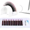 12 Row Ombre Red Green Brown Blue Classic Colored Eyelash Extension Individual Faux Mink Makeup Eye Lashes Professional Supplies ► Photo 2/6