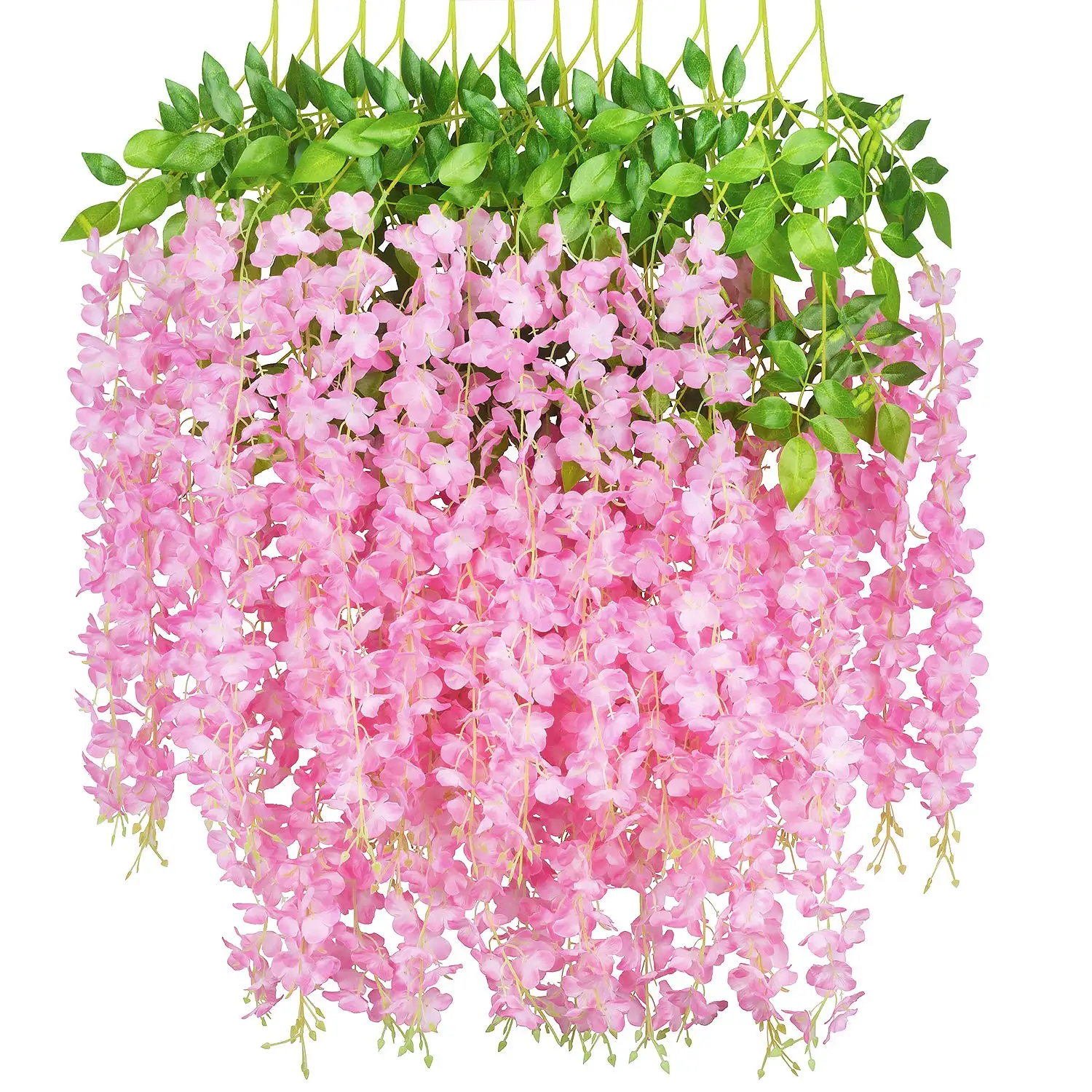 Artificial Wisteria Flower 110cm Silk Vine Hanging Garland for Wedding Party Garden Outdoor Office Wall Decoration |