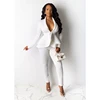 Women Sexy V Neck Tops and Skinny Pants Set 2 Two Piece Set Elegant Office Ladies Workwear Outfits Casual Tracksuit Plus Size ► Photo 2/6